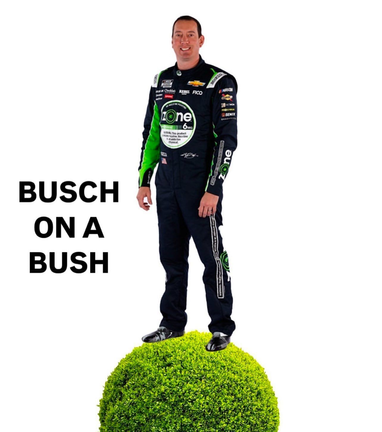 "Busch on a bush." Source - Instagram @nascar